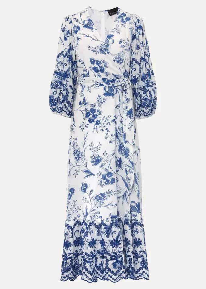 Abriella Floral Broderie Midi Dress Bluewhite Women Phase Eight Dresses