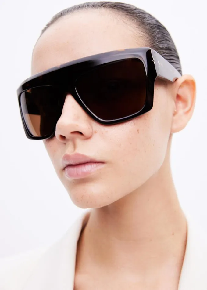 Accessories WomenMen The Frankie Shop Port Tanger Hal Sunglasses 8211 Myrrh AcetateTobacco Lens