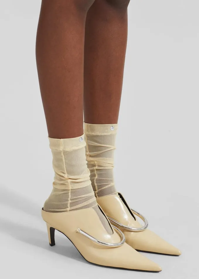 Accessories Women The Frankie Shop Aylin Sheer Socks 8211 Pale Yellow