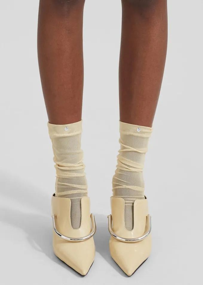 Accessories Women The Frankie Shop Aylin Sheer Socks 8211 Pale Yellow
