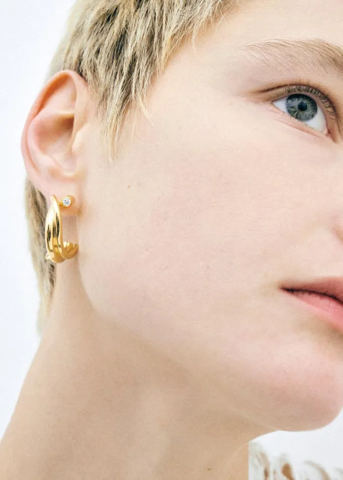 Accessories Women The Frankie Shop Completedworks Zirconia Hoop Earrings 8211 Gold