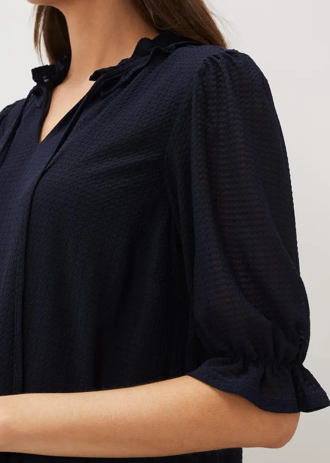 Aerin Textured Swing Dress Navy Women Phase Eight Dresses