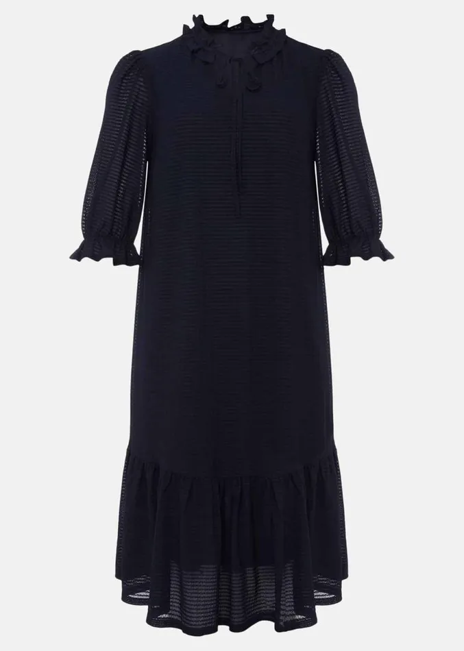 Aerin Textured Swing Dress Navy Women Phase Eight Dresses