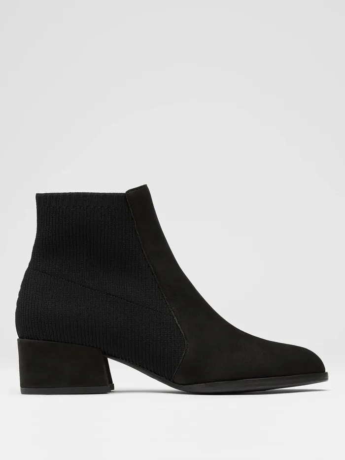 Aesop Tumbled Nubuck And Recycled Stretch Knit Bootie Black Women Eileen Fisher Shoes