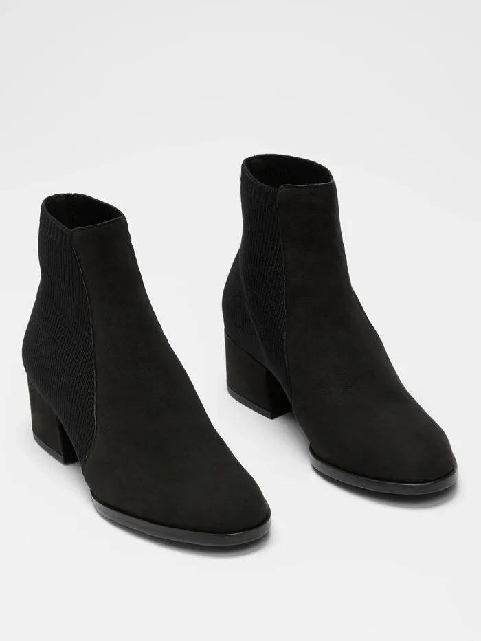 Aesop Tumbled Nubuck And Recycled Stretch Knit Bootie Black Women Eileen Fisher Shoes