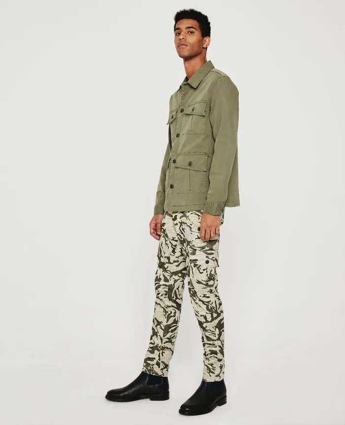 AG Jeans Pants Men Wells Cargo TOPOGRAPHICAL MAP GREEN MULTI