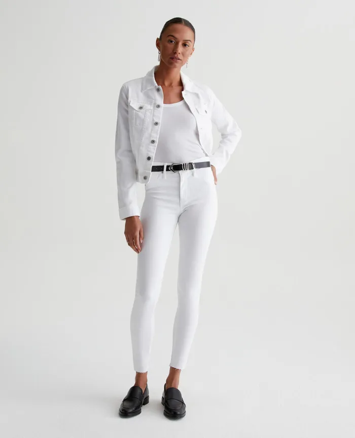AG Jeans Pants Women Farrah Skinny Ankle WHITE