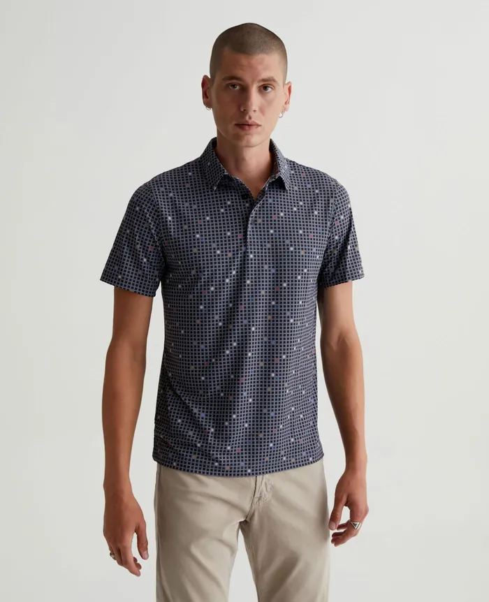 AG Jeans Polos Men Bryce Polo CITY GRID BLACK MULTI