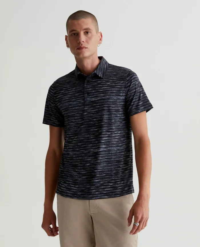 AG Jeans Polos Men Bryce Polo SLUB STRIPE BLACK