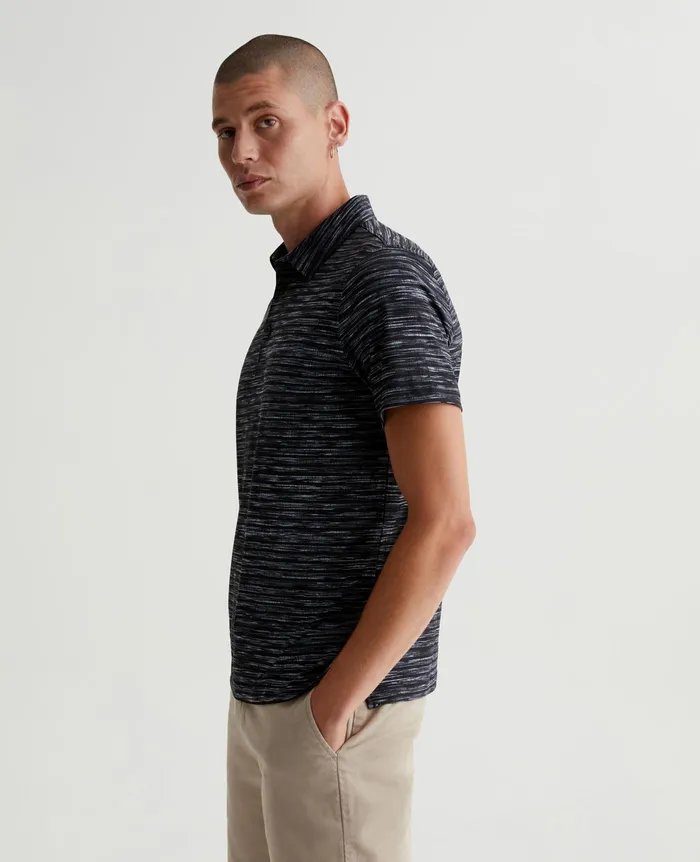 AG Jeans Polos Men Bryce Polo SLUB STRIPE BLACK AG Jeans Polos Men Bryce Polo SLUB STRIPE BLACK