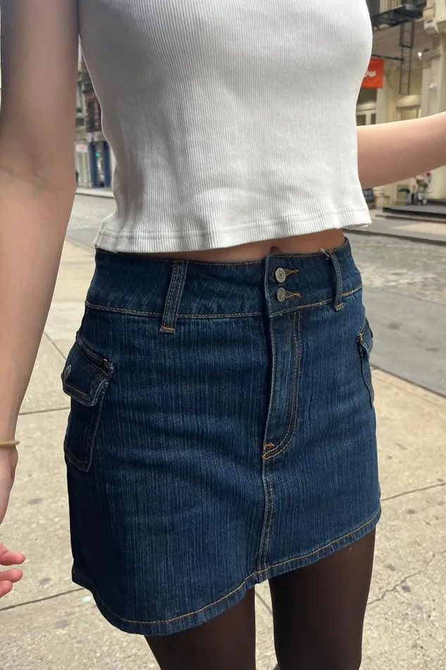 Agatha Denim Skirt Dark Wash 90s Denim Women Brandy Melville Bottoms