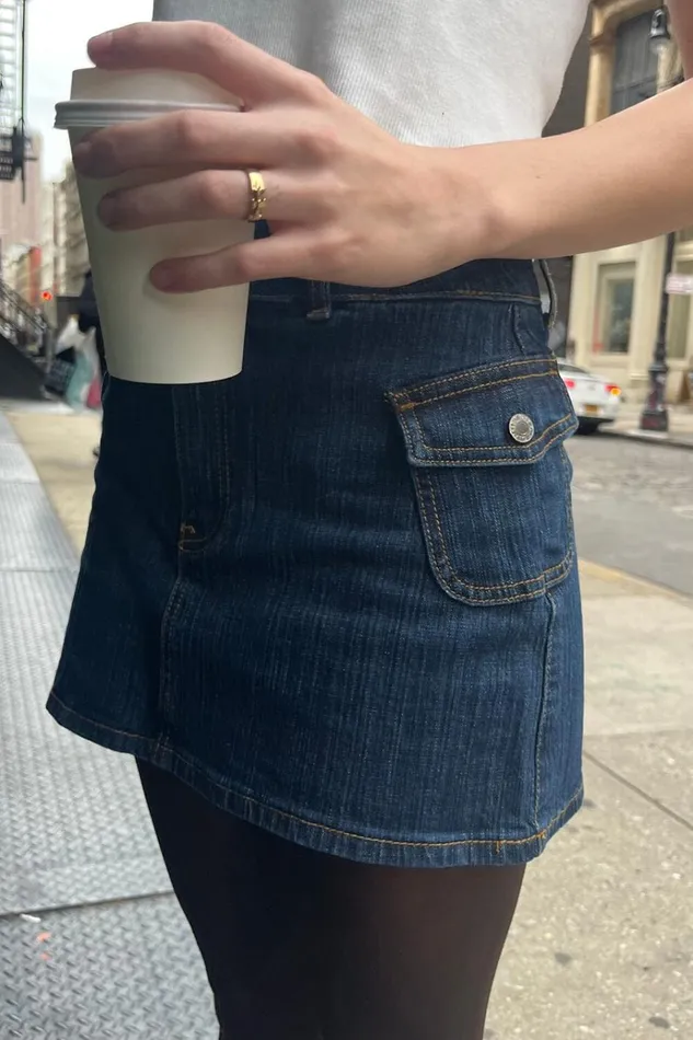 Agatha Denim Skirt Dark Wash 90s Denim Women Brandy Melville Bottoms