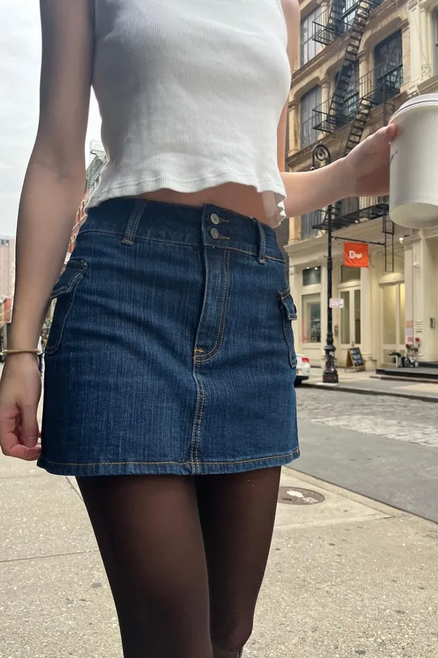 Agatha Denim Skirt Dark Wash 90s Denim Women Brandy Melville Bottoms