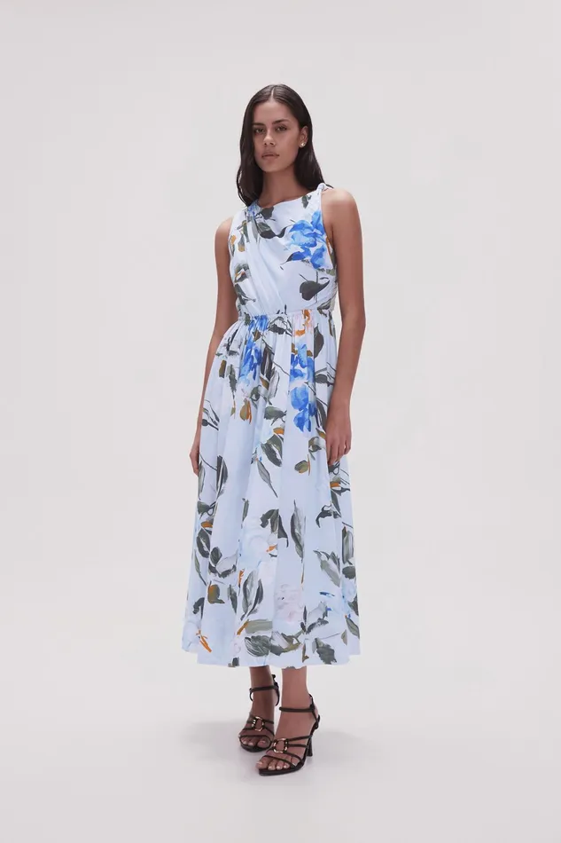 Aje Abbey Twisted Midi Dress Divine Orchid Women Dresses
