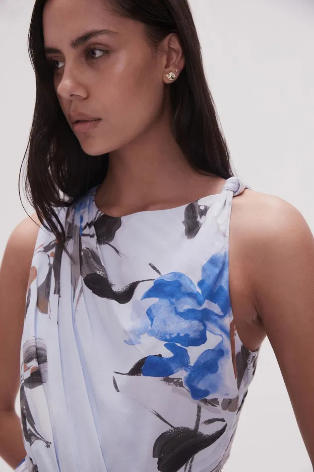 Aje Abbey Twisted Midi Dress Divine Orchid Women Dresses