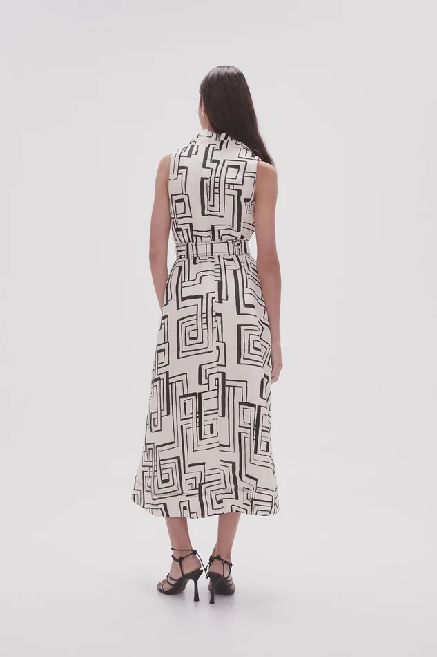 Aje Amity Cowl Midi Dress Abstract Penrose Women Dresses