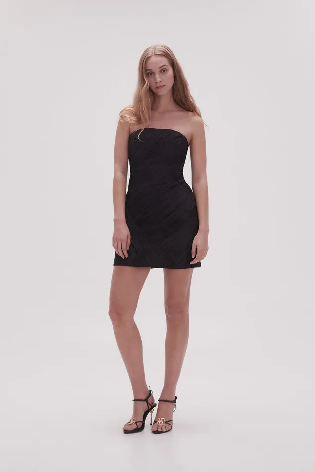 Aje Anima Ruched Mini Dress Black Women Dresses