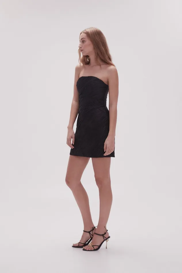 Aje Anima Ruched Mini Dress Black Women Dresses
