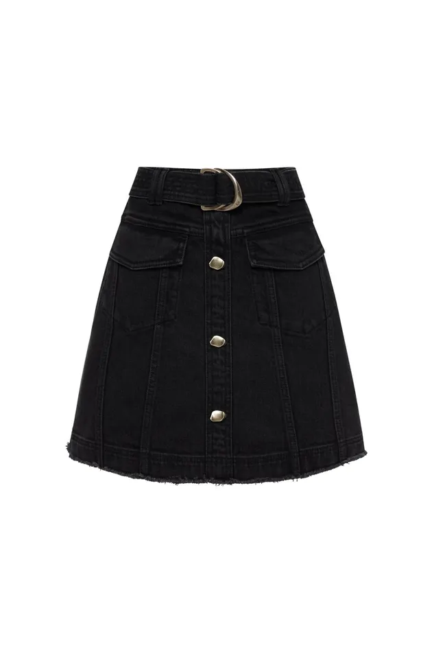 Aje Arlow Denim Mini Skirt Vintage Black Women Skirts