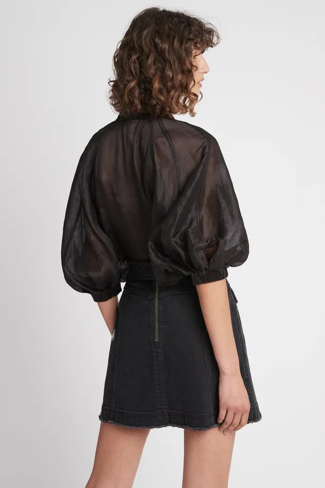 Aje Arlow Denim Mini Skirt Vintage Black Women Skirts