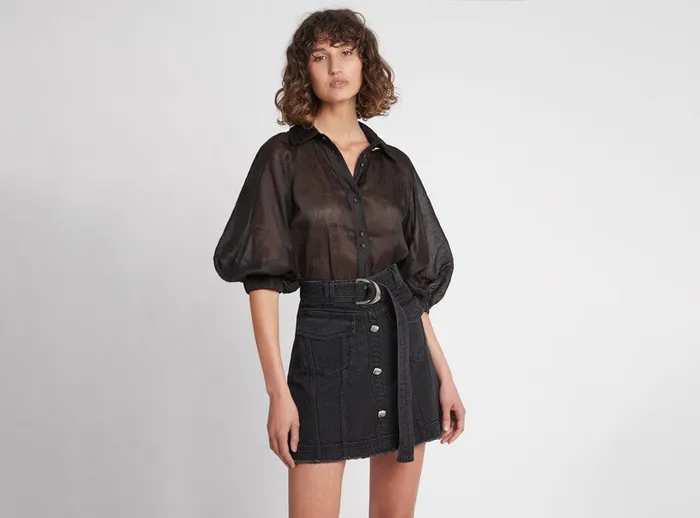 Aje Arlow Denim Mini Skirt Vintage Black Women Skirts