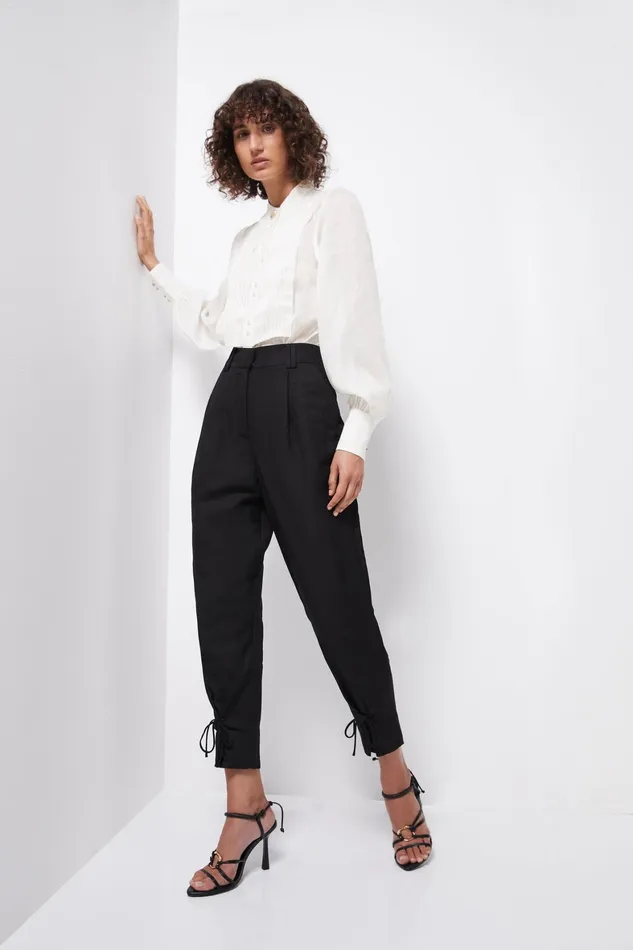 Aje Aurora LaceUp Pant Black Women Pants