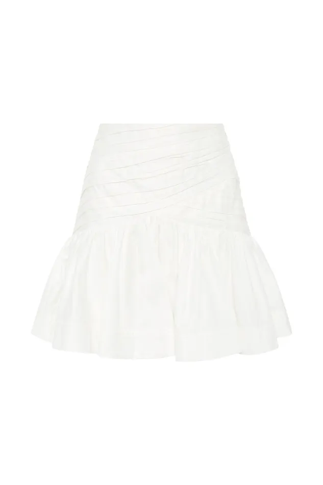 Aje Carrie Ruched Mini Skirt Ivory Women Skirts