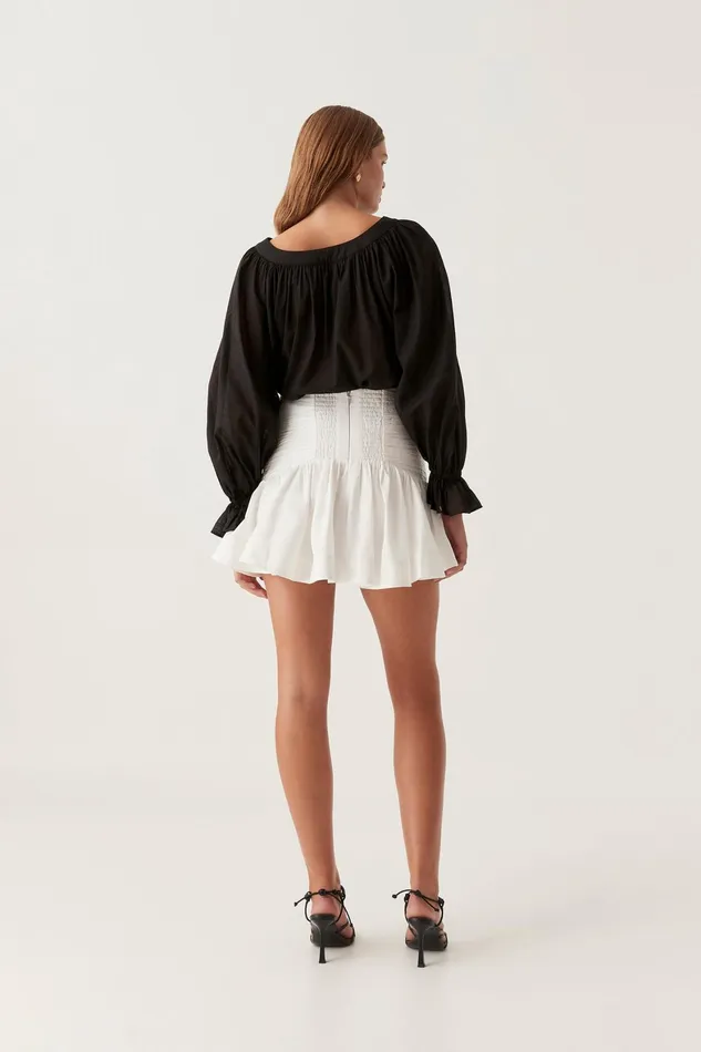Aje Carrie Ruched Mini Skirt Ivory Women Skirts