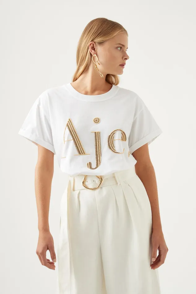 Aje Cary Embellished Tee Whiteecru Women Tees