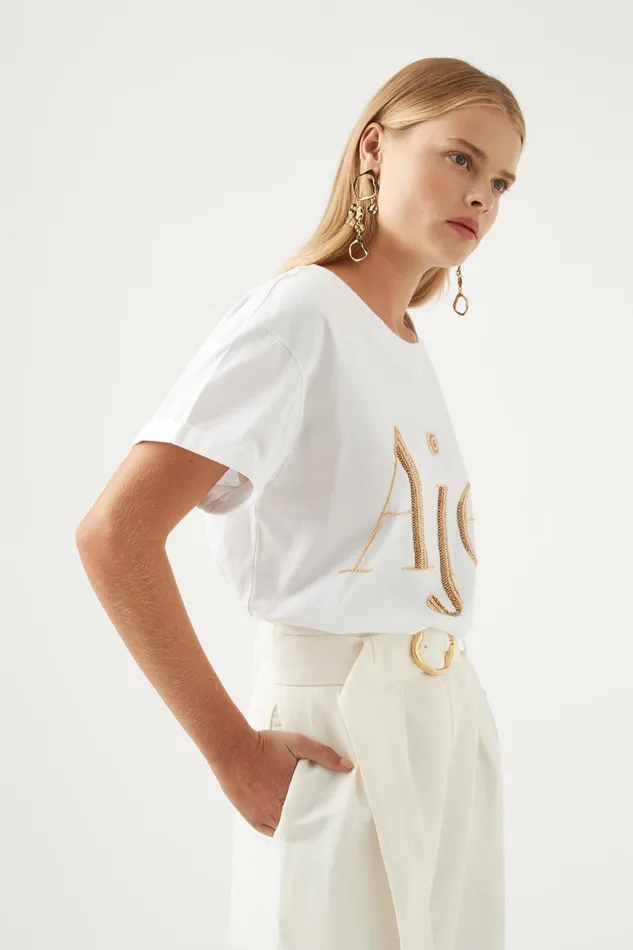 Aje Cary Embellished Tee Whiteecru Women Tees