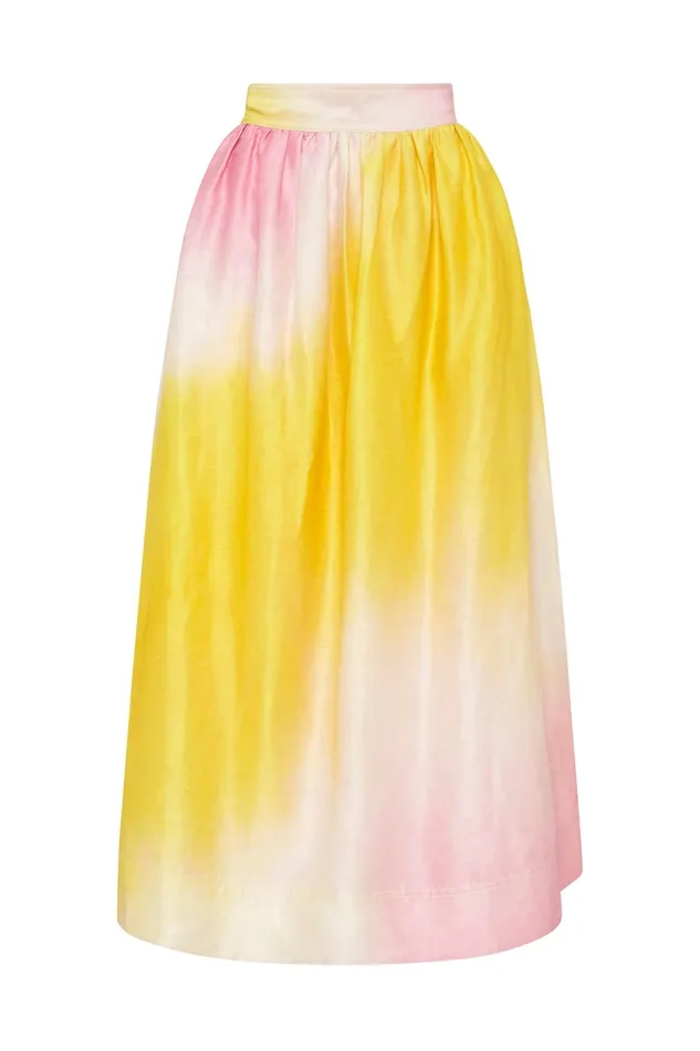 Aje Cloud Burst Midi Skirt Tie Dye Pink Women Skirts