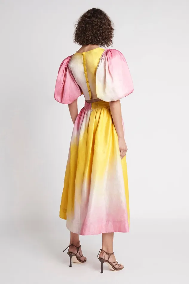 Aje Cloud Burst Midi Skirt Tie Dye Pink Women Skirts