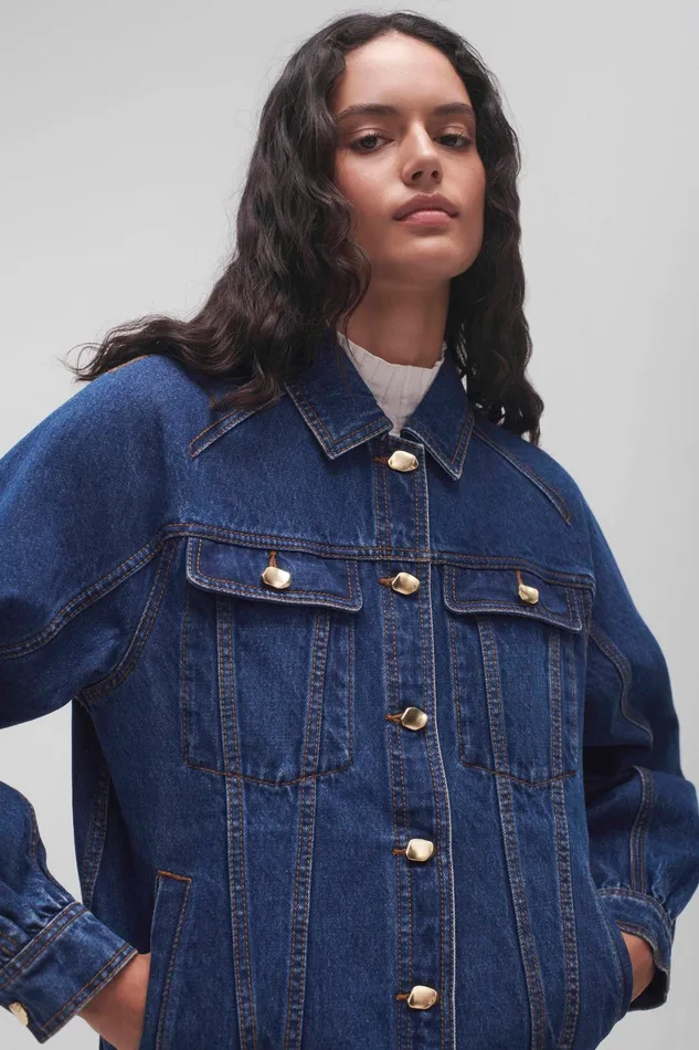 Aje Colorado Denim Jacket Washed Indigo Women Denim