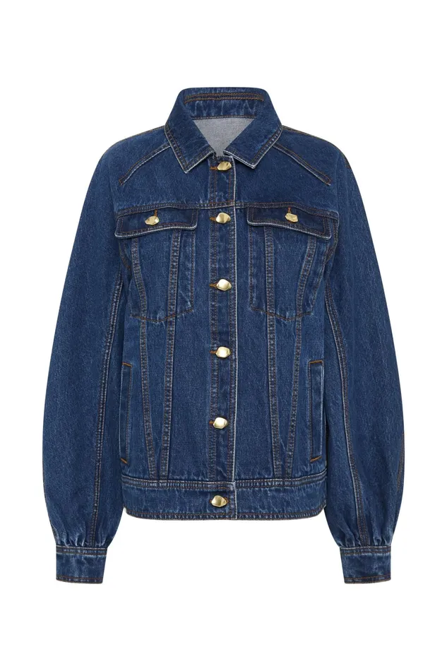 Aje Colorado Denim Jacket Washed Indigo Women Denim