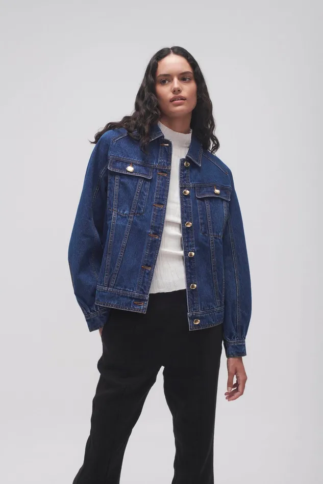 Aje Colorado Denim Jacket Washed Indigo Women Denim