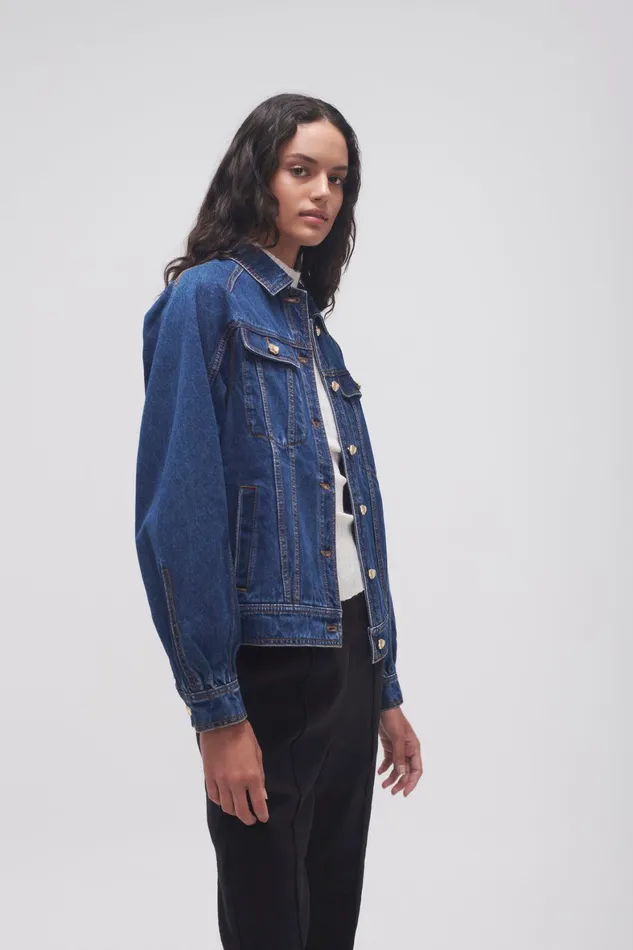 Aje Colorado Denim Jacket Washed Indigo Women Denim