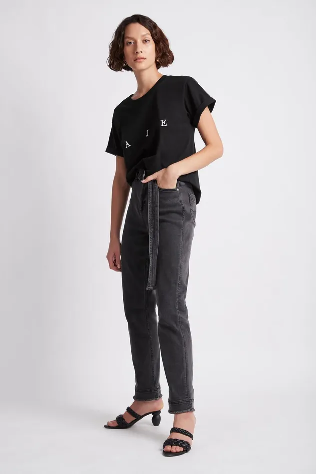 Aje Dylan Denim Belted Jean Black Women Denim