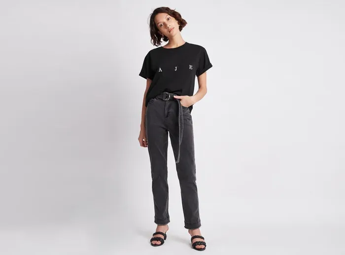 Aje Dylan Denim Belted Jean Black Women Denim