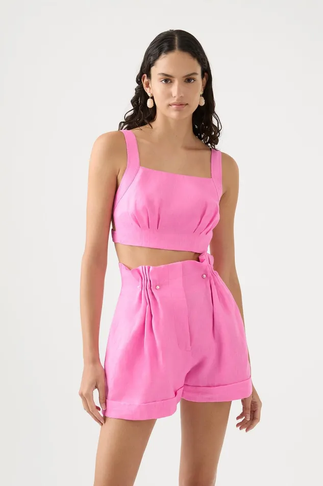 Aje Eden Tie Back Top Protea Pink Women Tops
