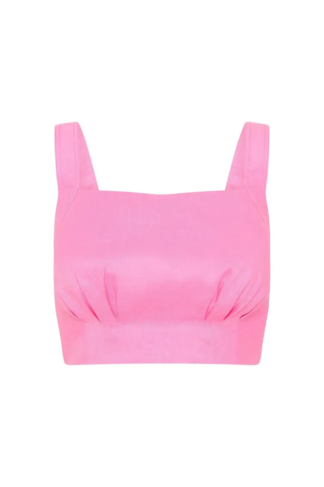 Aje Eden Tie Back Top Protea Pink Women Tops