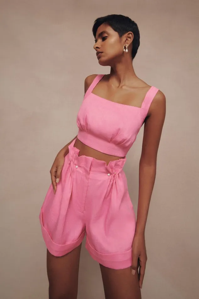 Aje Eden Tie Back Top Protea Pink Women Tops
