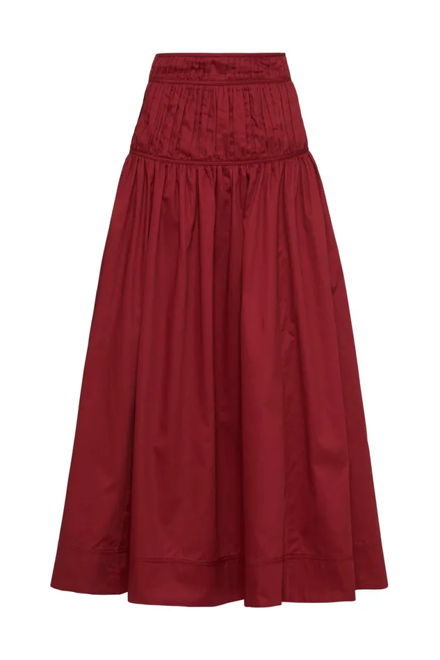 Aje Enamour Midi Skirt Burgundy Women Skirts