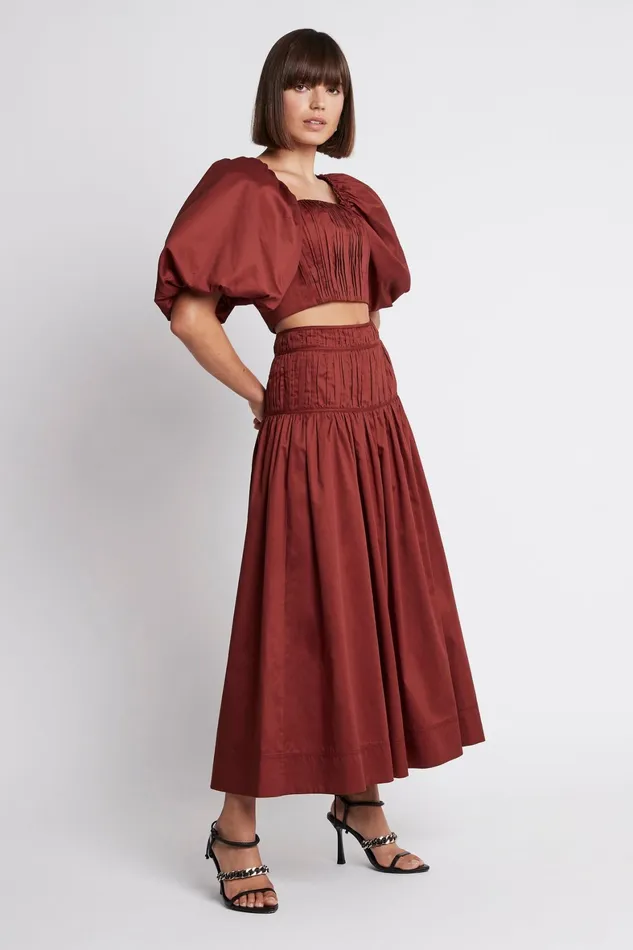 Aje Enamour Midi Skirt Burgundy Women Skirts