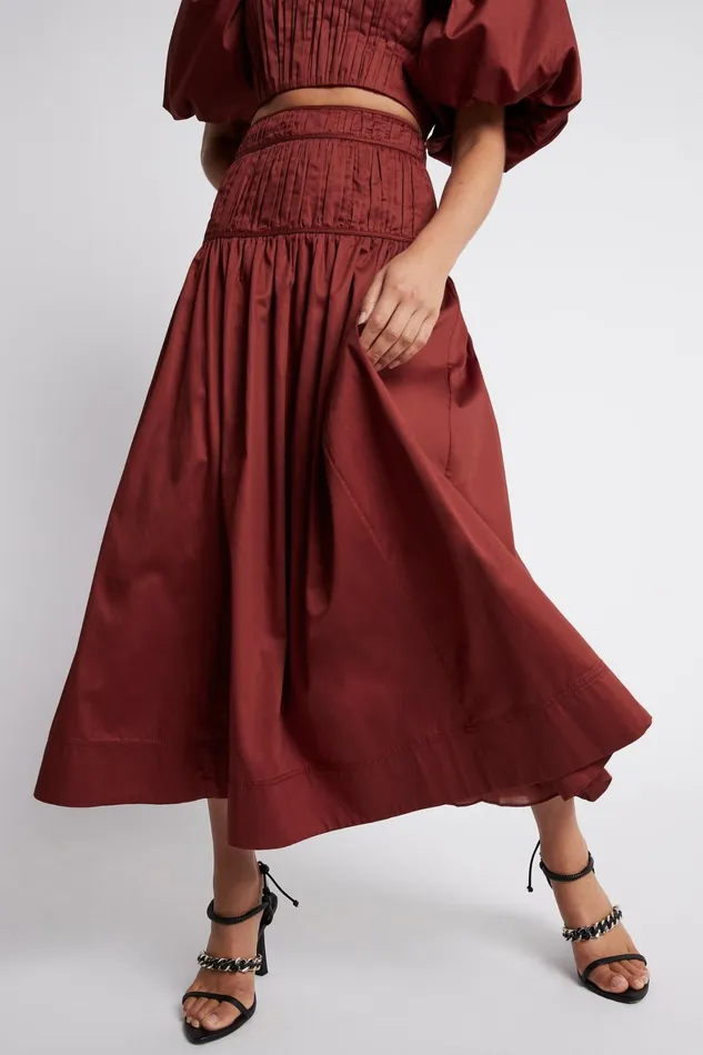 Aje Enamour Midi Skirt Burgundy Women Skirts
