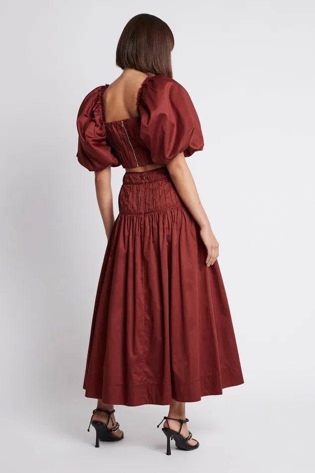 Aje Enamour Midi Skirt Burgundy Women Skirts