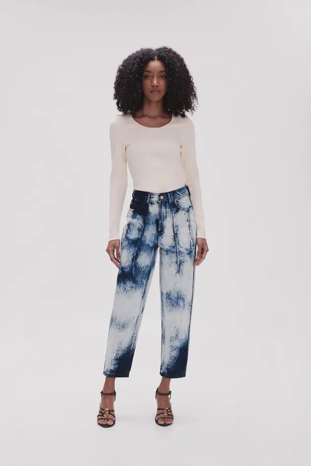 Aje Enigma Denim Straight Jeans Tie Dye Indigo Women Denim