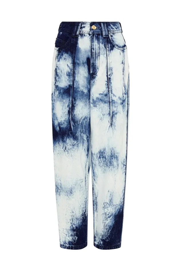 Aje Enigma Denim Straight Jeans Tie Dye Indigo Women Denim
