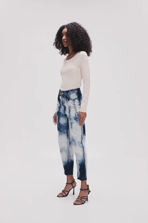 Aje Enigma Denim Straight Jeans Tie Dye Indigo Women Denim