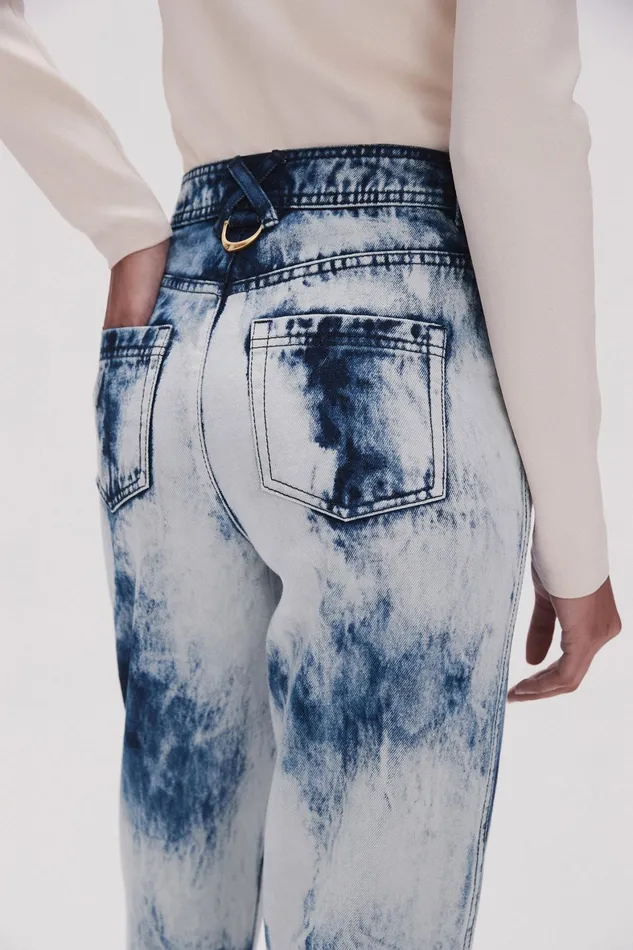 Aje Enigma Denim Straight Jeans Tie Dye Indigo Women Denim