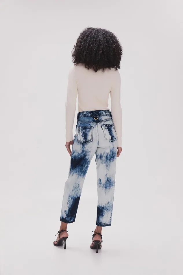 Aje Enigma Denim Straight Jeans Tie Dye Indigo Women Denim